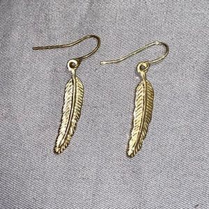 Gold Feather Earrings